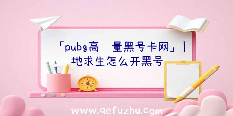 「pubg高质量黑号卡网」|绝地求生怎么开黑号